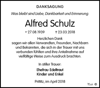 Traueranzeige von Alfred Schulz von Mitteldeutsche Zeitung Weißenfels