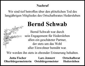 Traueranzeige von Bernd Schwab von Mitteldeutsche Zeitung