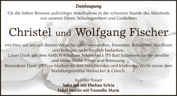 Traueranzeige von Christel und Wolfgang  Fischer von Super Sonntag Bernburg