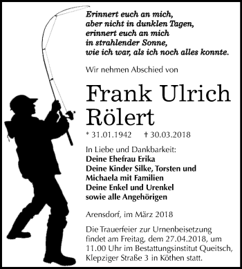 Traueranzeige von Frank Ulrich Rölert von Mitteldeutsche Zeitung