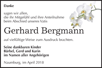 Traueranzeige von Gerhard Bergmann von Mitteldeutsche Zeitung