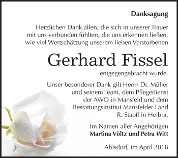 Traueranzeige von Gerhard Fissel von Mitteldeutsche Zeitung
