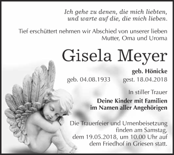 Traueranzeige von Gisela Meyer von Super Sonntag Wittenberg