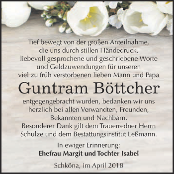 Traueranzeige von Guntram Böttcher von WVG - Wochenspiegel Wittenberg