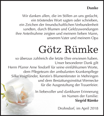 Traueranzeige von Götz Rümke von Mitteldeutsche Zeitung Aschersleben