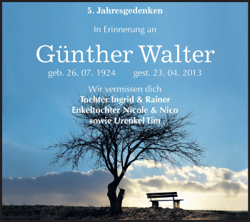 Traueranzeige von Günther Walter von Mitteldeutsche Zeitung Halle/Saalkreis