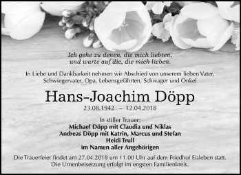 Traueranzeige von Hans-Joachim Döpp von Mitteldeutsche Zeitung