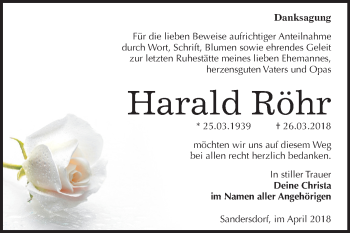 Traueranzeige von Harald Röhr von Mitteldeutsche Zeitung Bitterfeld
