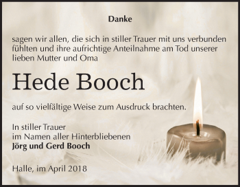 Traueranzeige von Hede Booch von Mitteldeutsche Zeitung