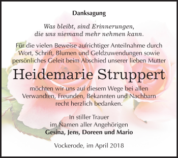 Traueranzeige von Heidemarie Struppert von Mitteldeutsche Zeitung