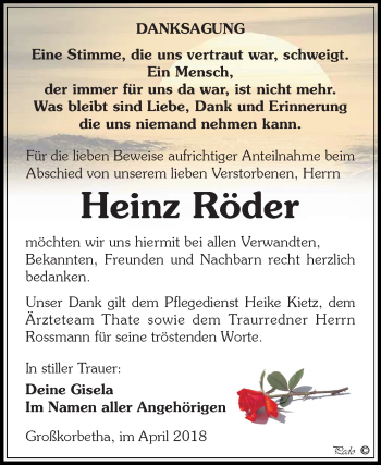 Traueranzeige von Heinz Röder von Mitteldeutsche Zeitung Weißenfels