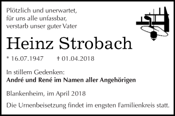 Traueranzeige von Heinz Strobach von Super Sonntag SGH Mansf. Land