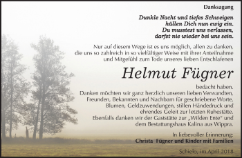 Traueranzeige von Helmut Fügner von Mitteldeutsche Zeitung