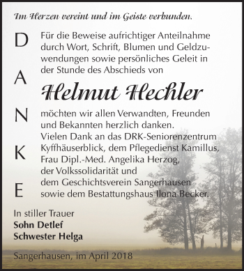 Traueranzeige von Helmut Hechler von Mitteldeutsche Zeitung