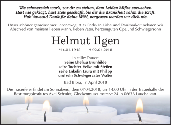 Traueranzeige von Helmut Ilgen von Mitteldeutsche Zeitung