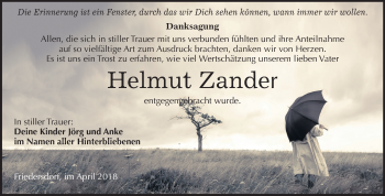 Traueranzeige von Helmut Zander von Mitteldeutsche Zeitung Bitterfeld