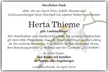 Traueranzeige von Herta Thieme von Mitteldeutsche Zeitung Merseburg/Querfurt