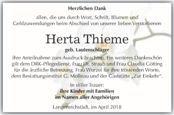 Traueranzeige von Herta Thieme von WVG - Wochenspiegel Merseburg
