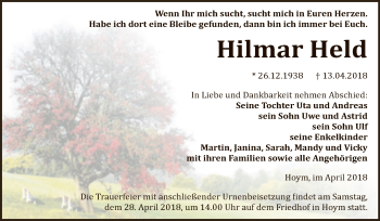 Traueranzeige von Hilmar Held von Super Sonntag Aschersleben