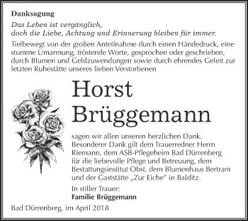 Traueranzeige von Horst Brüggemann von Super Sonntag Merseburg
