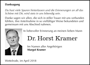 Traueranzeige von Horst Kramer von Mitteldeutsche Zeitung Sangerhausen