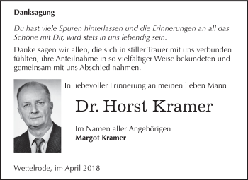 Traueranzeige von Horst Kramer von Super Sonntag SGH Mansf. Land