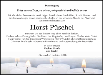 Traueranzeige von Horst Püschel von Super Sonntag SGH Mansf. Land