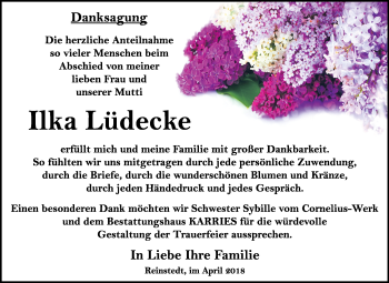 Traueranzeige von Ilka Lüdecke von Mitteldeutsche Zeitung