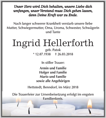 Traueranzeige von Ingrid Hellerforth von Mitteldeutsche Zeitung