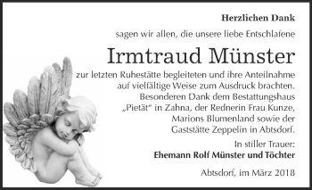 Traueranzeige von Irmtraud Münster von Super Sonntag Wittenberg