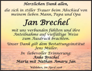 Traueranzeige von Jan Brechel von Mitteldeutsche Zeitung Aschersleben