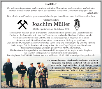 Traueranzeige von Joachim Müller von Mitteldeutsche Zeitung