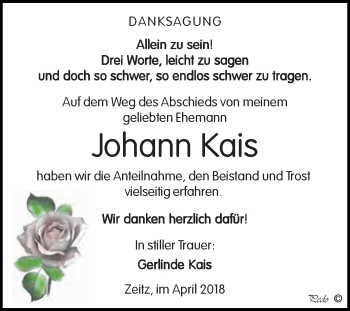 Traueranzeige von Johann Kais von Super Sonntag Zeitz