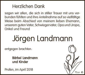 Traueranzeige von Jörgen Landmann von Super Sonntag Zeitz