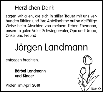 Traueranzeige von Jörgen Landmann von Mitteldeutsche Zeitung Zeitz