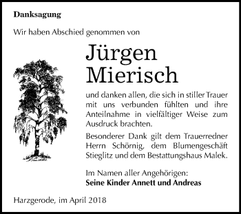 Traueranzeige von Jürgen Mierisch von Mitteldeutsche Zeitung