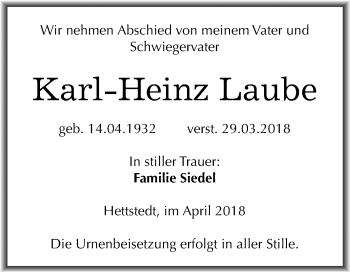 Traueranzeige von Karl-Heinz Laube von Mitteldeutsche Zeitung
