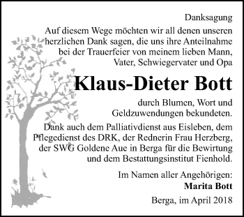 Traueranzeige von Klaus-Dieter Bott von Mitteldeutsche Zeitung