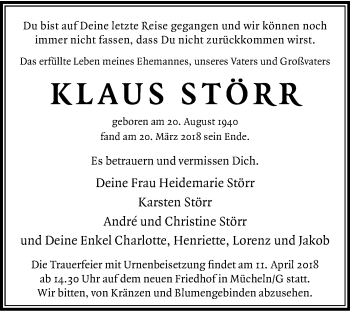 Traueranzeige von Klaus Störr von Mitteldeutsche Zeitung