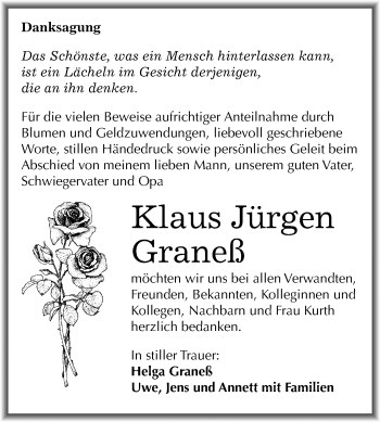 Traueranzeige von Klaus Jürgen Graneß von Mitteldeutsche Zeitung