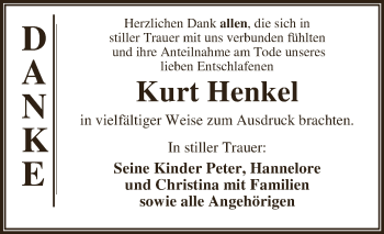 Traueranzeige von Kurt Henkel von WVG - Wochenspiegel Dessau / Köthen