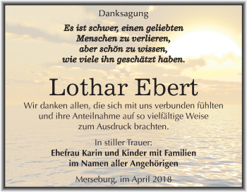 Traueranzeige von Lothar Ebert von Mitteldeutsche Zeitung Merseburg/Querfurt