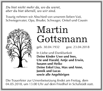 Traueranzeige von Martin Gottsmann von Mitteldeutsche Zeitung