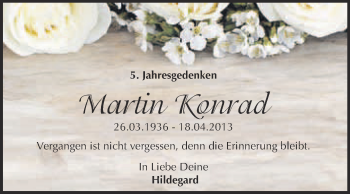 Traueranzeige von Martin Konrad von Super Sonntag Wittenberg