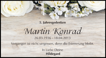 Traueranzeige von Martin Konrad von Mitteldeutsche Zeitung