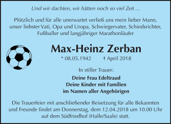Traueranzeige von Max-Heinz Zerban von Mitteldeutsche Zeitung Merseburg/Querfurt