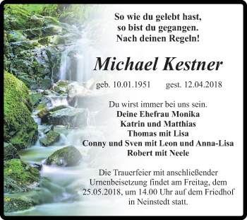 Traueranzeige von Michael Kestner von Mitteldeutsche Zeitung Quedlinburg