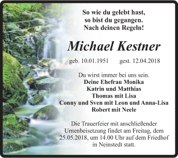 Traueranzeige von Michael Kestner von Super Sonntag Quedlinburg