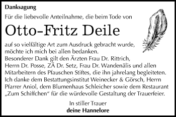Traueranzeige von Otto-Fritz Deile von Mitteldeutsche Zeitung Bernburg
