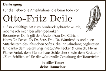 Traueranzeige von Otto-Fritz Deile von Super Sonntag Bernburg